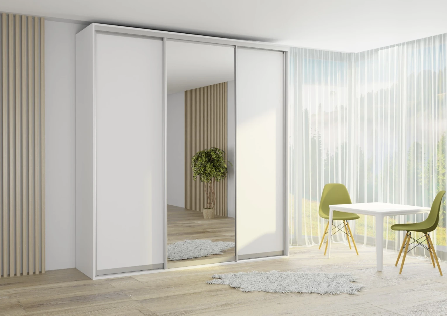 Šatníková skriňa EX230 so zrkadlom, šírka 230 cm
