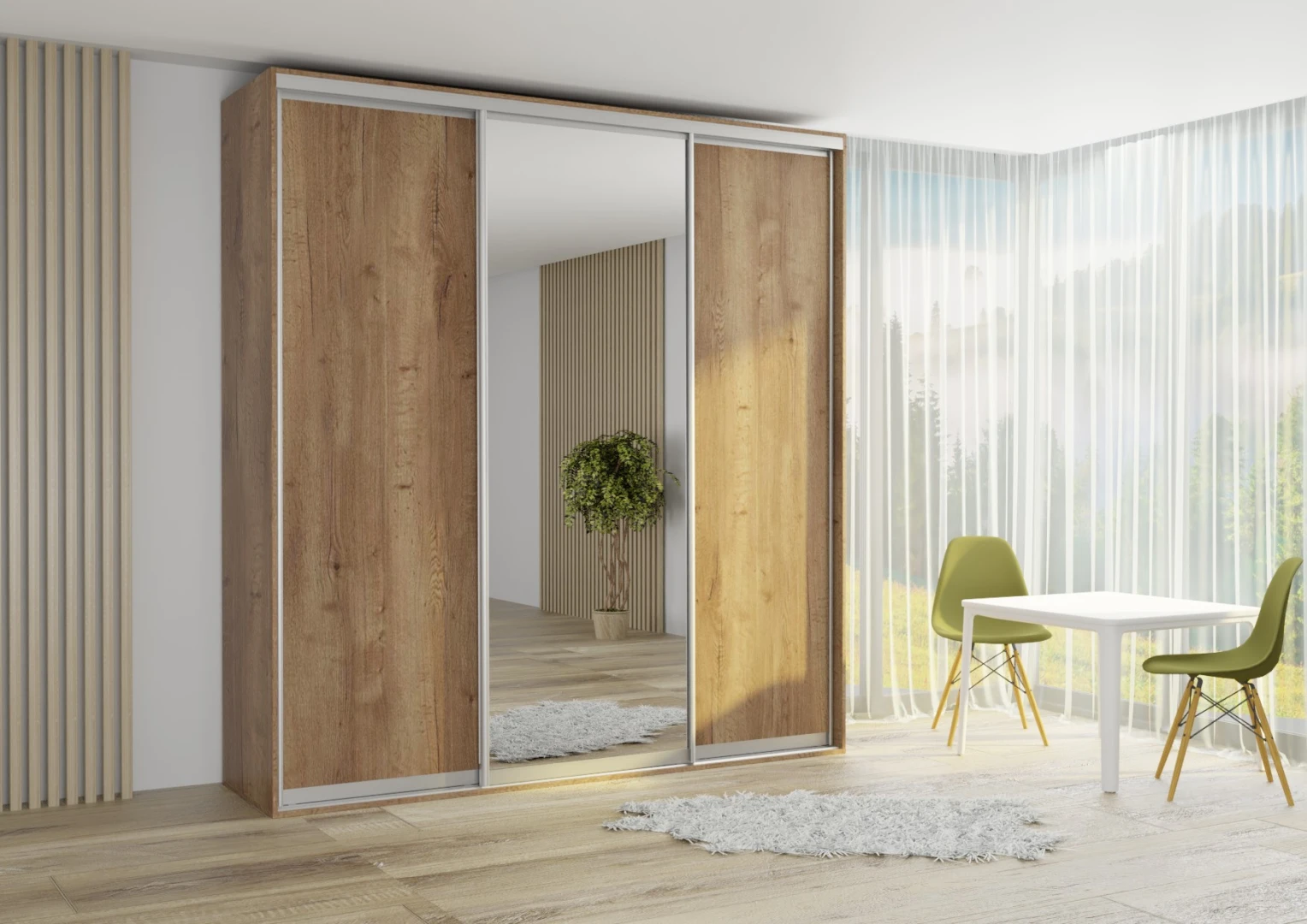 Šatníková skriňa EX230 so zrkadlom, šírka 230 cm