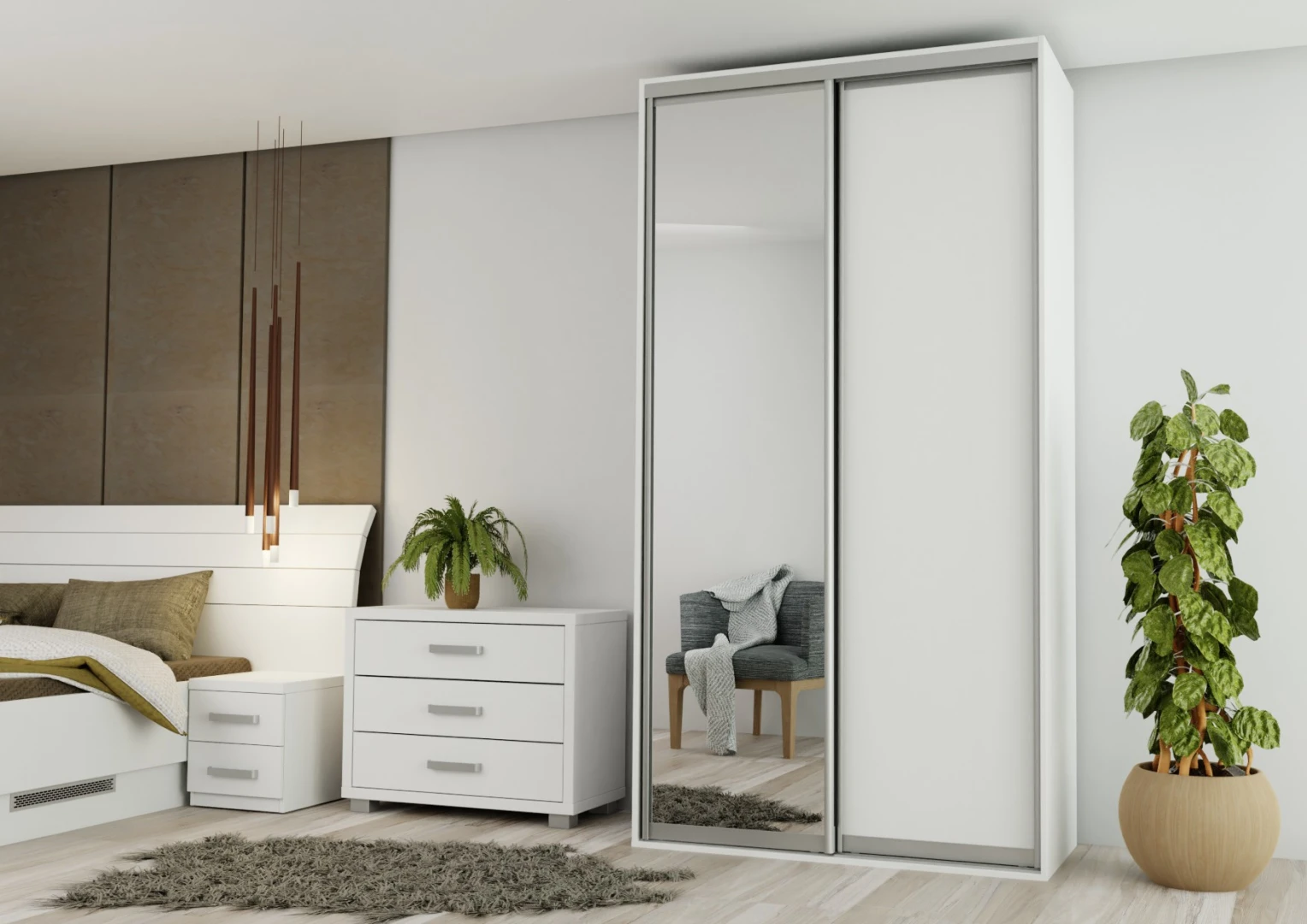 Šatníková skriňa EX130 so zrkadlom, šírka 130 cm