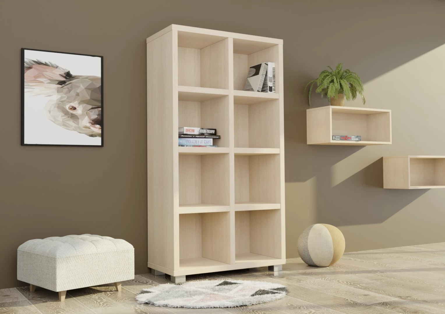 Knižnica so stredovým predelom, výška 170 cm