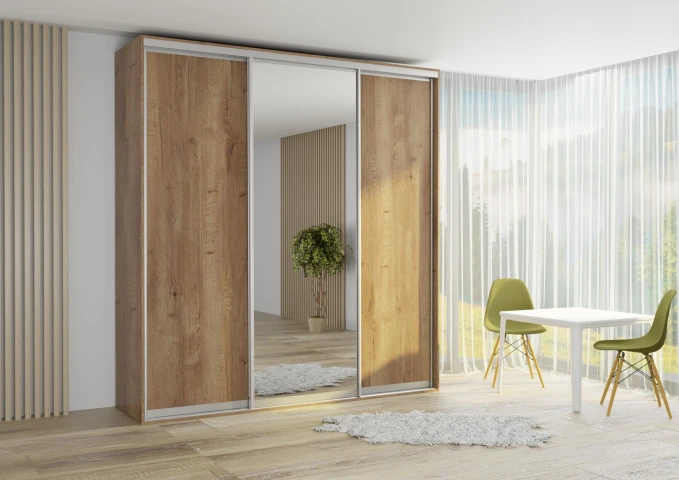Šatníková skriňa EX230 so zrkadlom, šírka 230 cm