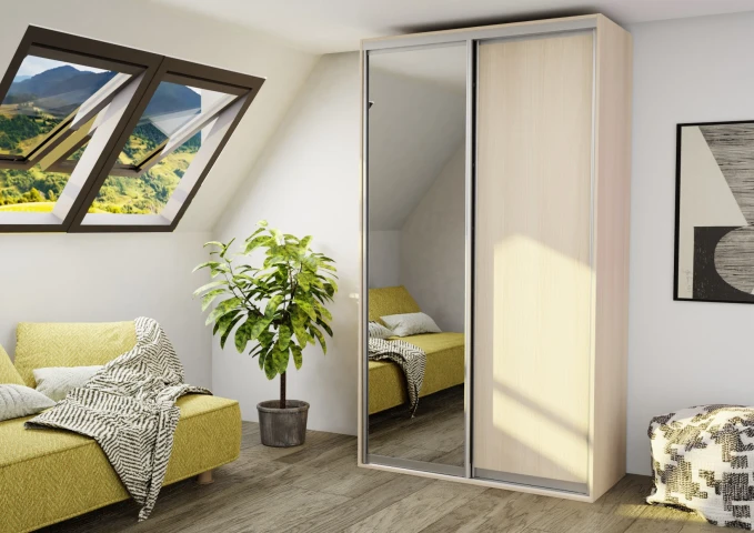 Šatníková skriňa EX140 so zrkadlom, šírka 140 cm
