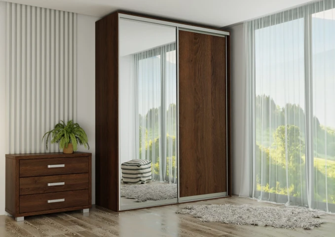 Šatníková skriňa EX190 so zrkadlom, šírka 190 cm